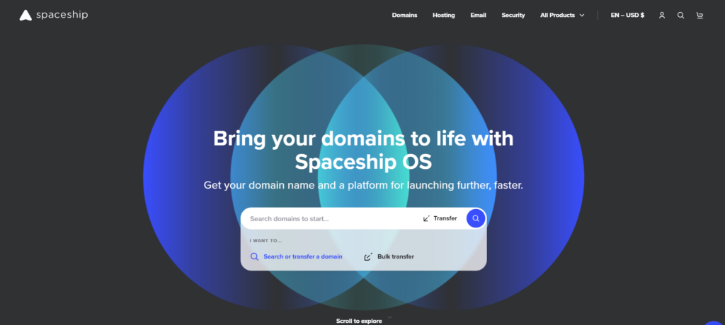 Spaceship by Namecheap - very nice webpage.