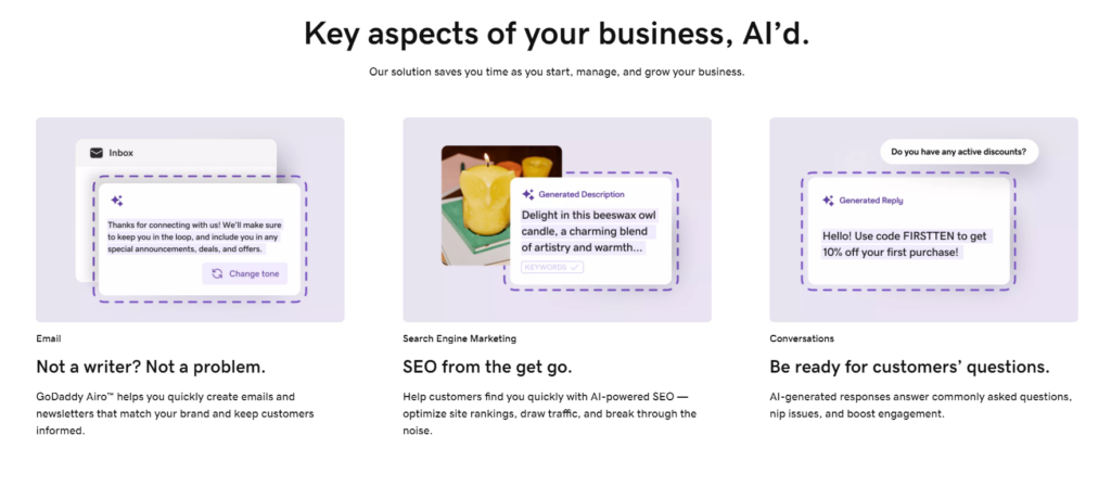 Capabilities of new GoDaddy product